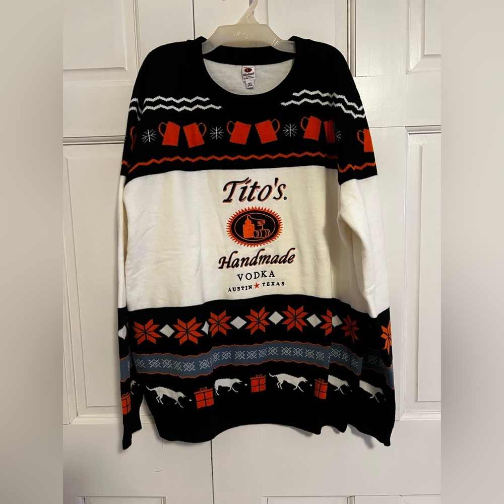 Tito’s Handmade Vodka XL Ugly Christmas Sweater Unisex Holiday Pullover